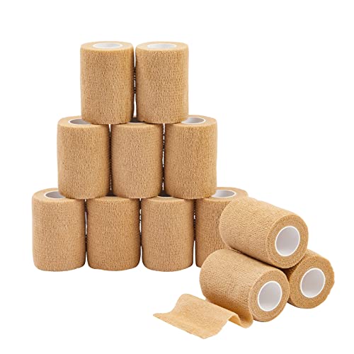 image for Juvale 12 Pack Self Adherent Stretch Bandage Roll, Vet Tape Wrap 3 Inc