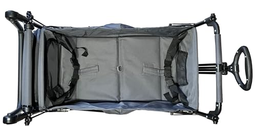 FROSAL Bollerwagen faltbar Leo PU Räder mit Sonnendach und Stauraumerweiterung Klappbollerwagen faltbar mit Bremse – Bild 6