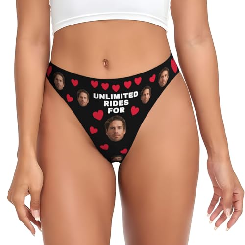 Tanga Personalizado con Nombre Personalizado Foto de la Cara Tangas Graciosos Bragas Personalizadas Tanga Sexy San Valentin Regalo para Mujer cumpleaños Regalos Aniversario Pareja