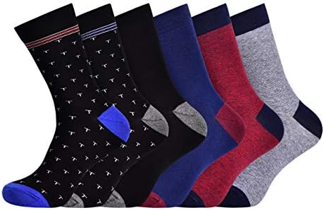 segnalibro Men's Socks Cotton Rich Comfortable Classic Patterned Dress Socks Size 6-11 6 Pack