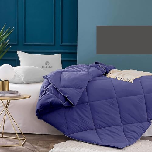Image of Filbert 600 GSM Comforter for Double Bed | Super Warm Winter Quilt /Rajai | Thick Microfiber Blanket with Cloud-Soft Fill | Luxury Bedding for Winters - 90x100 Inch | Medium Blue