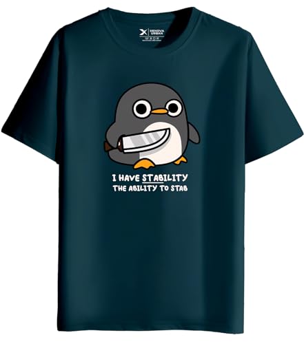 Image of XENOVAURBAN Men's Graphic Printed RN-Penguin Round Neck Regular and Plus Size Cotton T-Shirt