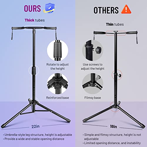 Support de guitare double avec support de cou réglable et stable