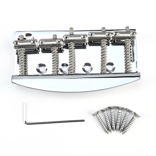 OVSAL - Puente de guitarra eléctrica de 5 cuerdas de acero inoxidable, placa de sillín de 19 mm (3/4...