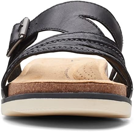 Clarks Women's Brynn Hope Flat Sandal, Black Leather, 11 | Image 2