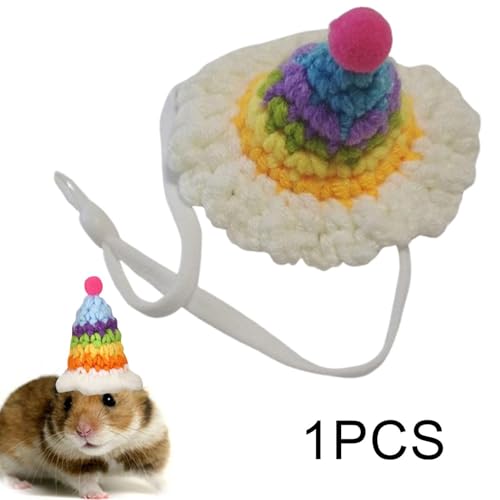 WeiLaiKeQi Chapéu de hamster pequeno, decorativo ajustável, bonito, tricotado à mão, chapéu para ani