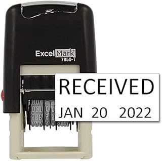 ExcelMark Received - Self-Inking Rubber Date Stamp - Compact Size - Black Ink