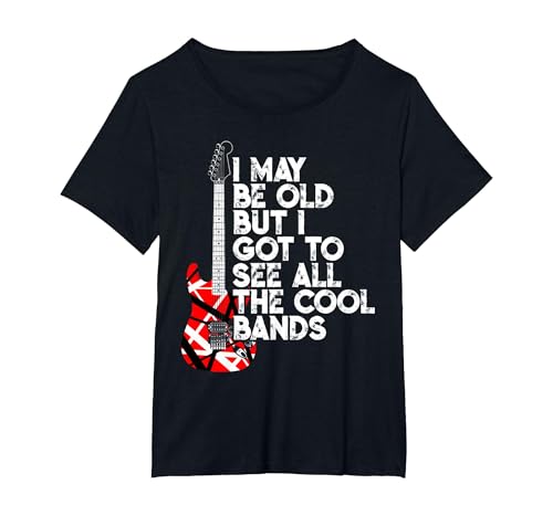 I May Be Old But I Got to See All The Cool Bands 80s Rock T-Shirt, Women's Plus, Black, 4X