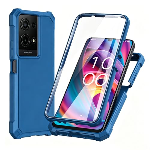 for TCL K32 5G Case with Screen Protector for TCL K33 5G T513V Phone Case Full Body Protection Front PC Back Soft Silicone Bumper Heavy Duty Protection Shockproof Phone Case for TCL K32 T513W Blue