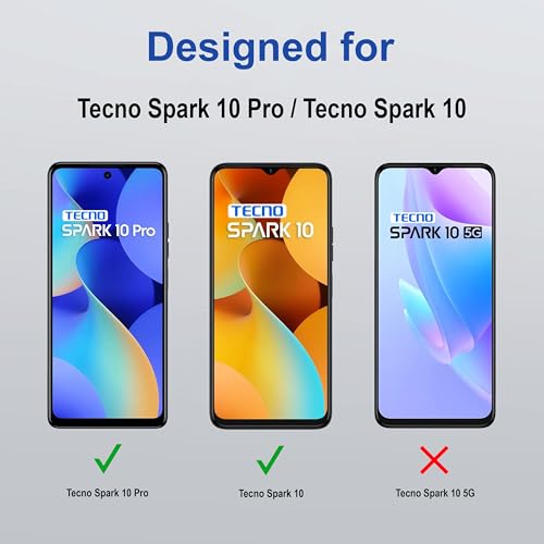 Image of ZAP CASE HD Plus Tempered Glass Screen Protector Compatible For Tecno Spark 10 Pro (Black) Edge To Edge Coverage With Easy Installation Kit