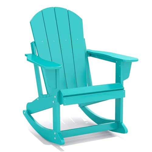 GREENVINES Adirondack Rocking Chair | HDPE Plastic | Porch Rocker | Chair for Outdoor Patio Deck | All Weather | Aqua Aqua 1PC