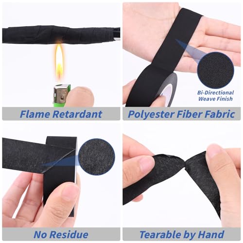 Image of Oleitodh Wire Harness Tape, 2In x 50Ft (10 Rolls), Polyester Fabric | Flame-retardant and heat-resistant. Strong adhesive for engine wire insulation, noise damping, and auto repairs.