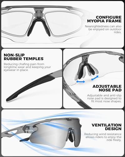 Image of Photochromic Sunglasses for Men Women, Transition Sunglasses for Cycling