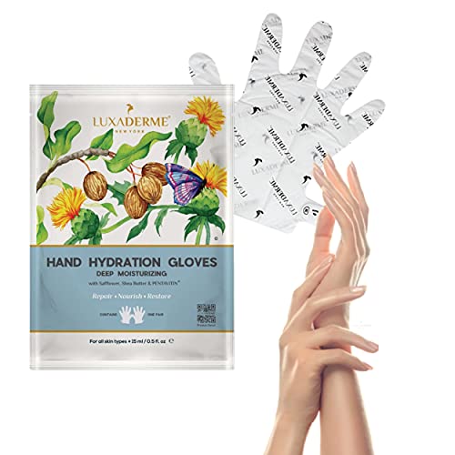 Luxaderme Moisturizing Gloves For Dry Hands - 15Ml Safflower & Shea Butter Hydrating Hand Mask - Rejuvenate Dull & Cracked Skin - Skincare Gift Set (Pack Of 2) #TOP4