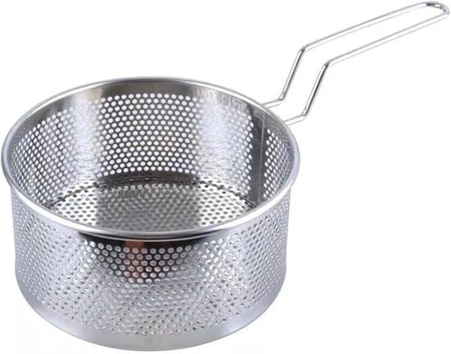 Fine Mesh Strainer,Fryer Basket,Deep Fry Kitchen Frying Round Stainless Steel Potato Suitable For Wings Meat Fried Baskets(XL)