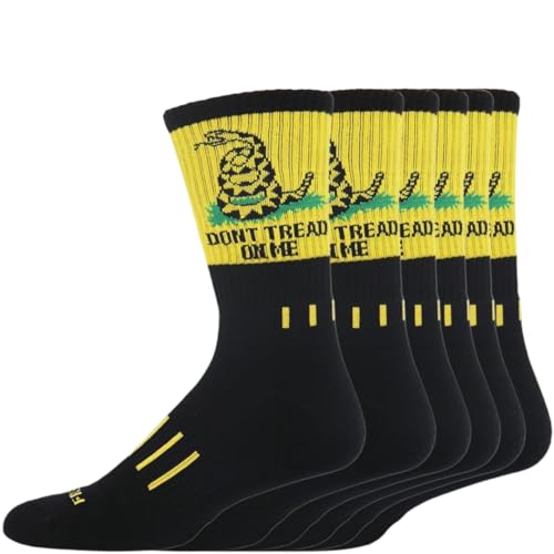 MOXY Socks 6 Pack Don’t Tread on Me Performance Knee-High Compression Socks – Patriotic Athletic Calf Socks for Men & Women – Reinforced Heel & Toe, Arch Support, All-Day Training & Workwear