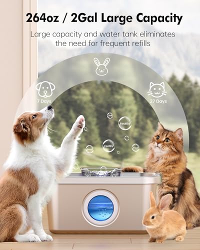 image for PETHIND Dog Water Fountain 2 Gal, Stainless Steel Dog Water Fountain f