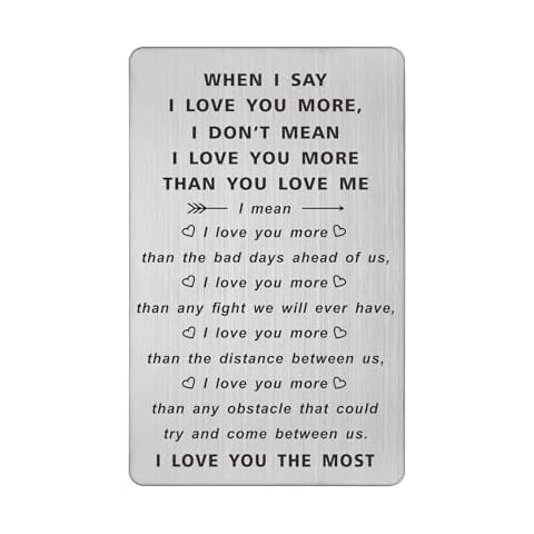 TANWIH When I Say I Love You More Wallet Card, I Love You Gifts for Him Her, Anniversary Cards Gift for Men Husband, Sentimental Long Distance Presents, Valentines Day Gifts, Mens Stocking Stuffers Cover