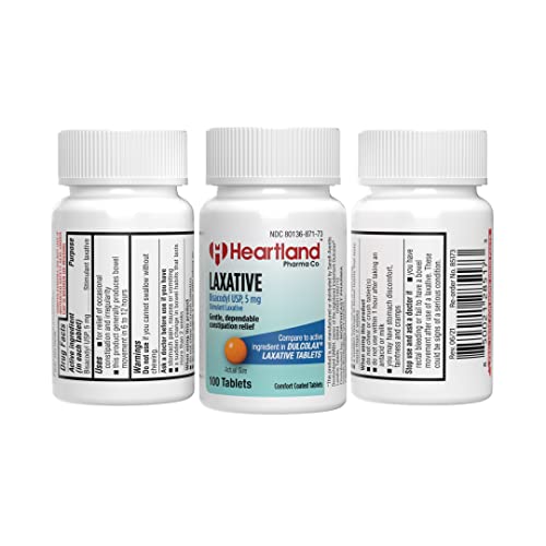 Heartland Pharma Bisacodyl 5Mg Ec Overnight Relief Laxative Tablet - Gentle, Dependable Constipation Relief For Adults - Made In The Usa - (100 Count) #TOP1
