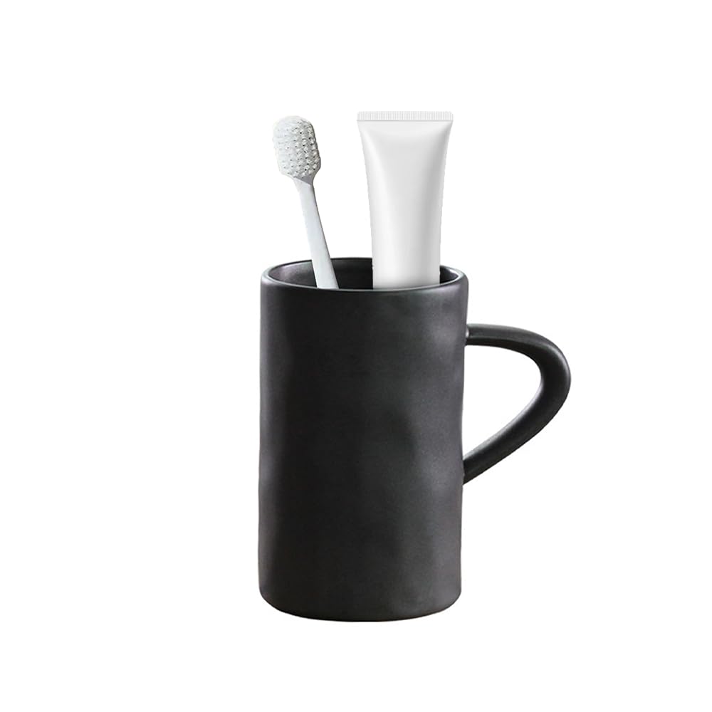Louie Silna Black Ceramic Toothbrush Holders, Toothbrush Cups, And Toothpaste Holders, Suitable For Bathroom Countertops, Makeup Brush Holders, Pen Holders, And Home Desktop Storage (Black).