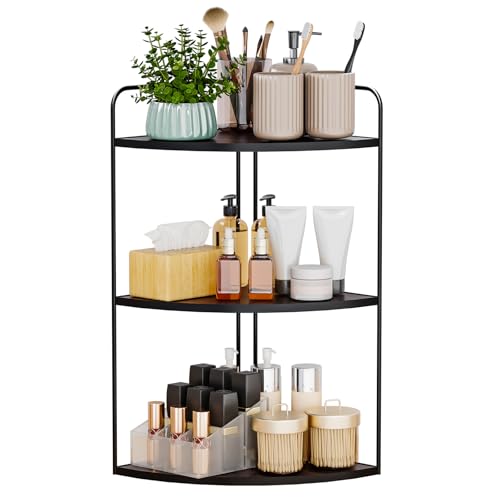 Image of Forest Angle Bathroom Counter Organizer,Countertop Organizer,Vanity Organizers,Bathroom Storage,Bathroom Sink Caddy,Counter Shelf,Corner Counter,Corner Shelves(Black)