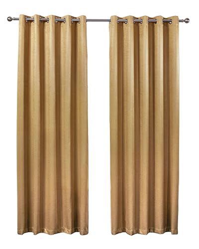 Emma Barclay – 3D Embossed Blackout Curtains for Bedroom Living Room Thermal Insulated Woven Eyelet Blackout Curtains With Reflective Reverse Weave Ambiance Collection (46” x 54” Inch)(Ochre)