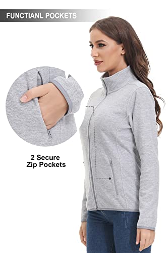 Cozziplus Women Zip Up Sweater Jacket With Fleece Interior, Warm Knitted Fleece Jacket With Pockets (Grey Melange, Medium) #TOP5