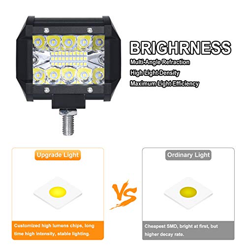 URAQT LED Arbeitsscheinwerfer, 2x60W Auto Scheinwerfer 6000K Zusatzscheinwerfer, IP65 Wasserdicht Strahler Led-Offroad Flutlicht, Rückfahrscheinwerfer für Auto, Traktor, SUV, UTV, ATV, 4 Zoll