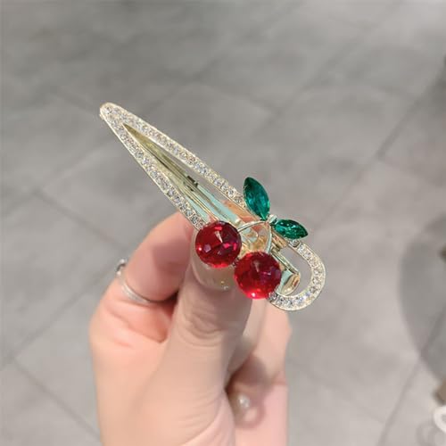 Frcolor J421704X5VQXV 2Pcs Sweet Cherry Hair Clips Rhinestone Cherry Fruit Hair Barrettes Duckbill Clip Hairpins Hair Accessories thumb #3