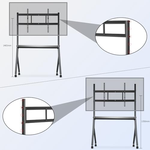 Image of Smart Board Stand for 55-75 Inch Electronic Whiteboard Screens, Lockable Wheels, Portable Design for Classroom, Home, Office