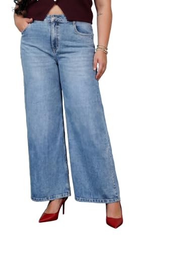 Image of Miss Chase A+ Women's Wide-Leg High Rise Regular-Length Stretchable Denim Jeans