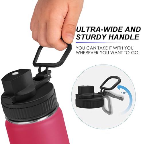 Image of koodee 16 oz Water Bottle Stainless Steel Double Wall Vacuum Insulated Water Bottle for School, Wide Mouth Water Flask with Straw (Canyon Red)