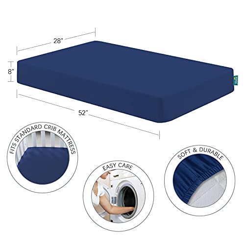 Image of Biloban 3-Piece Toddler Sheet Set Microfiber, Toddler Bedding Set Includes Crib Mattress Sheet, Flat Sheet and Envelope Pillowcase, Silky Soft, Breathable and Lightweight, Navy