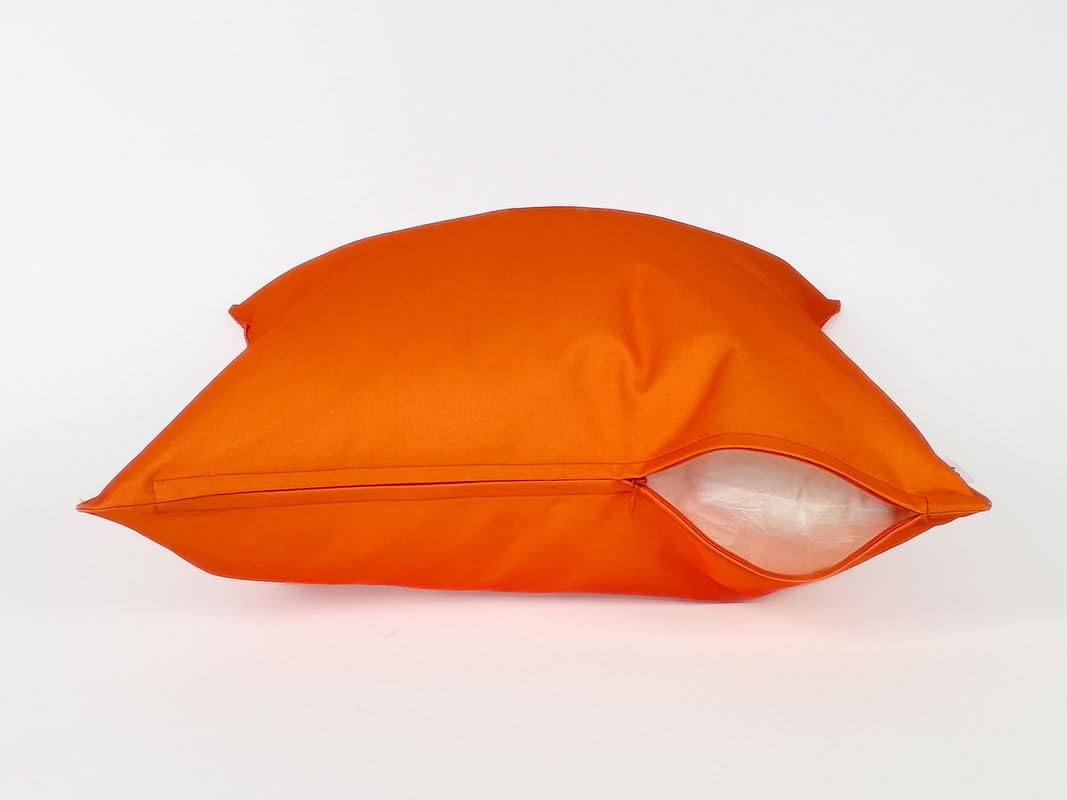 Pack of 2 Outdoor 20''x20'' Solid Waterproof Orange Throw Pillow Covers Decorative Square Patio Pillows for Patio Furniture