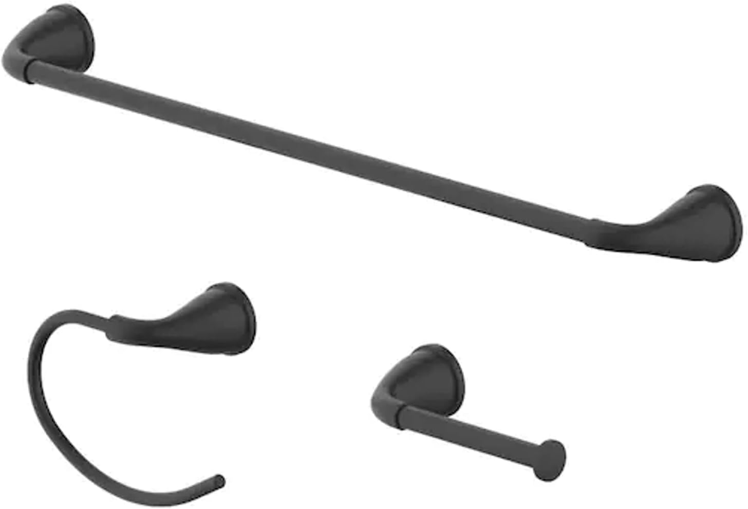 Dover Bathroom Set: 24 Towel Bar, Towel Ring & Toilet Paper Holder Matte Black