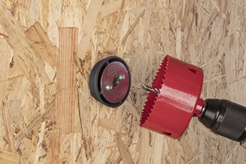 wolfcraft I Aufbohrhilfe für Lochsägen, Ø 54–70 mm I 5952000 I Vorhandene Lochbohrungen erweitern I Einbauhilfe für Halogenstrahler I Spotausschnitte vergrößern - Zentrierhilfe Lochsäge