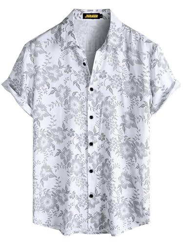 Image of JOTOOK Mens Hawaiian Shirt Short Sleeve Button Down Tropical Shirts Casual Floral Summer Beach Shirt