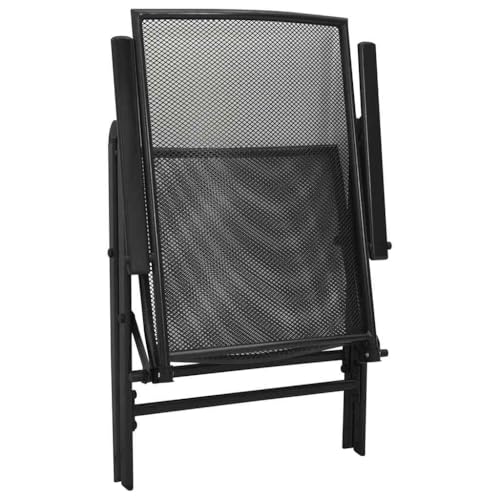Chaise pliante jardin lot de 4 en maille d'acier anthracite réglable - 7