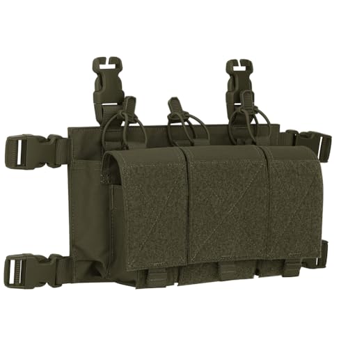 KRYDEX Tactical Triple Magazine Pouch 5.56 with 3 GP Pouches Detachable Tactical Placard for M4 M16 (Ranger Green)