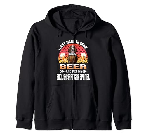 Drink Beer and Pet My English Springer Spaniel Dog Lover Sudadera con Capucha