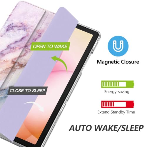 Image of MoKo for Samsung Galaxy Tab A11 Plus / A11+ Case 11 Inch 2026, Galaxy Tab A9 Plus / A9+ Case 11 Inch 2024, Slim Stand Hard PC Translucent Back Shell Smart Cover, Auto Wake /Sleep, Purple Marble