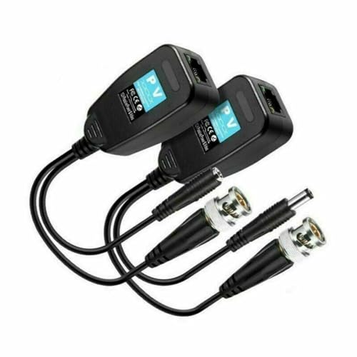 Multibao New Latest Full HD BNC Video Power Balun 1 Pair Passive CCTV Coax BNC Video Power Balun Transceiver to RJ45 Connector with HD-CVI, HD-TVI, HD-AHD signals