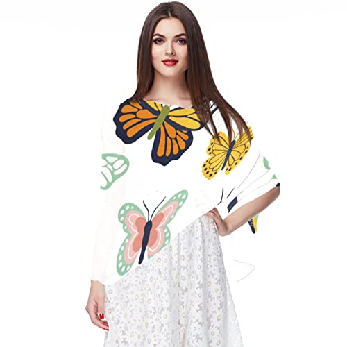 Foulard en mousseline de soie avec papillons, le cadeau idéal pour femme