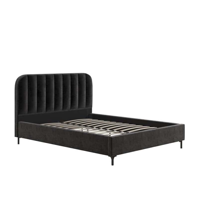 DHP Camilla Upholstered Platform Bed with Luxe Vertical Channel Tufted Headboard, No Box Spring Need