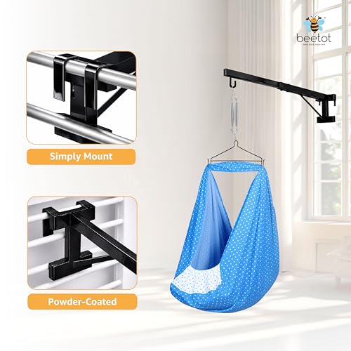 Image of Baby Window Cradle Hanger | Portable Type Metal Rod | Weight Support Up to 20Kg | Black,80cm
