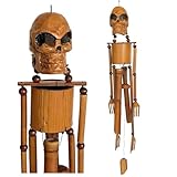 Bellaa 24773 Bamboo Wind Chimes Skull Skeleton Handmade Bali Indonesia Halloween Decor