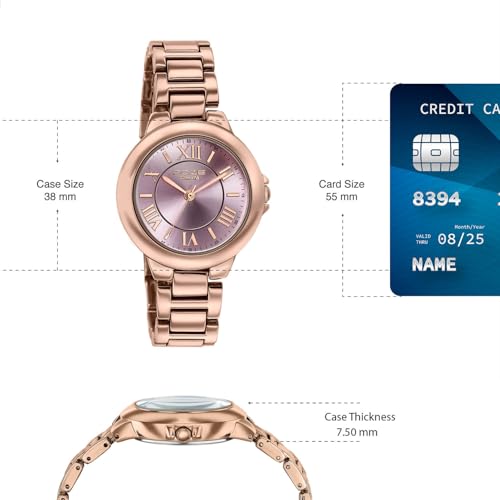 Image of Sonata Poze 8 Quartz Analog with Pink Dial Rose Gold Alloy Strap Watch for Women - SP80158WM01W