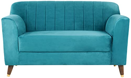 Image of Amazon Brand - Solimo Arwold 2 Seater Sofa (Velvet Fabric, Sky Blue)