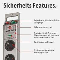 Brennenstuhl Super-Solid, Steckdosenleiste 5-Fach mit Überspannungsschutz (Mehrfachsteckdose mit 2,5m Kabel und Schalter - aus bruchfestem Polycarbonat) Silber – Ansicht 3