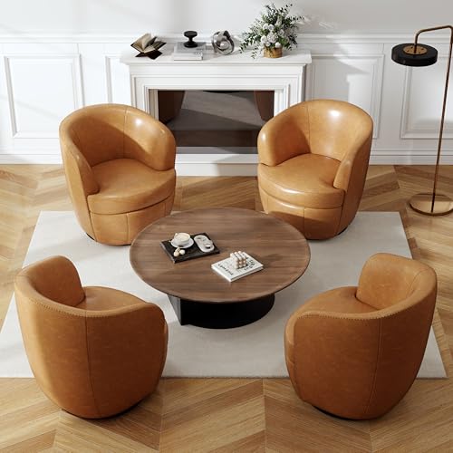 Sillón redondo moderno color marrón claro miniatura 7